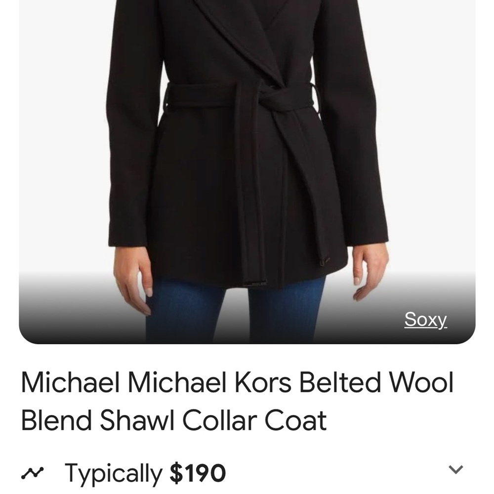 Michael Kors Belted Wool
Blend Shawl Collar Coat